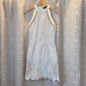 White lace fitted mini dress